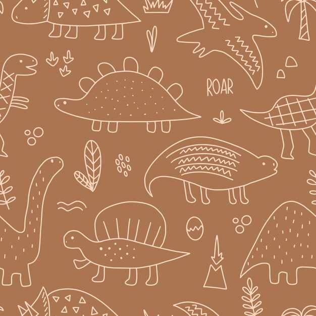 Dino background. Seamless pattern with dinosaurs, baby pattern. Cute vector  texture for kids bedding, fabric, wallpaper, wrapping paper, textile,  t-shirt print. Cartoon style, vector. 15643936 Vector Art at Vecteezy