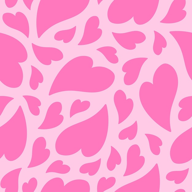 Seamless pattern with cute distorted hearts