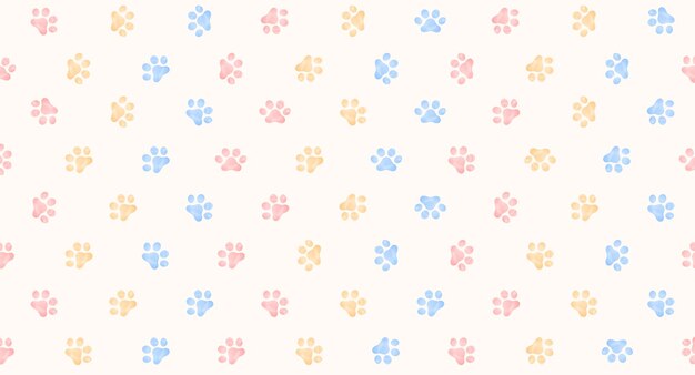 Vector seamless pattern with cute dog paw print