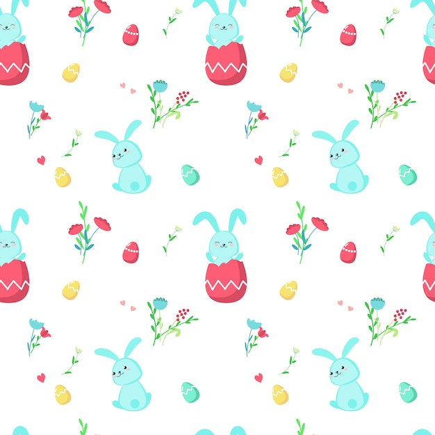 seamless pattern with cute Easter rabbits