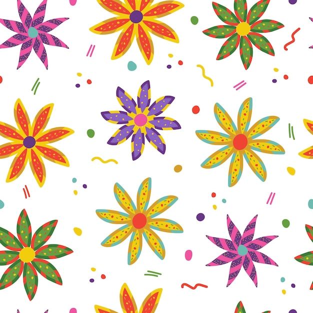 Seamless pattern with cute flowers. For paper, packaging, textiles and design. Vector illustration.