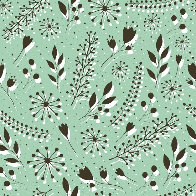 seamless pattern with cute flowers and sprigs