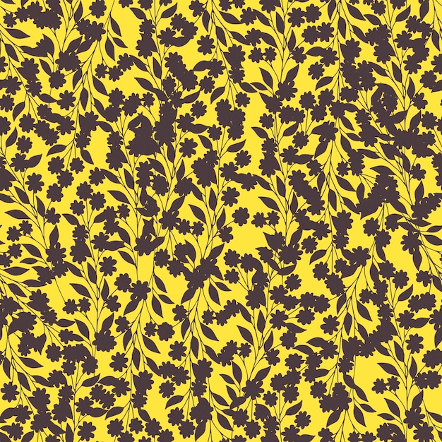 seamless pattern with cute flowers and sprigs