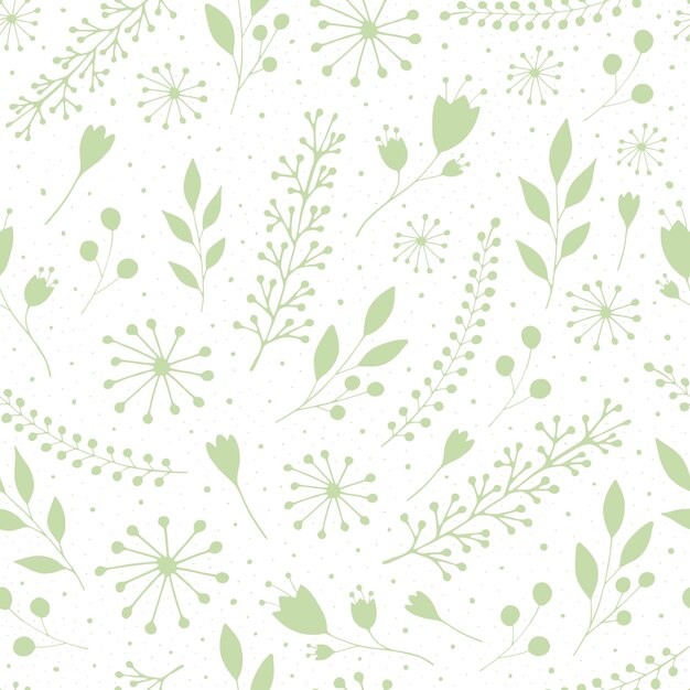 seamless pattern with cute flowers and sprigs