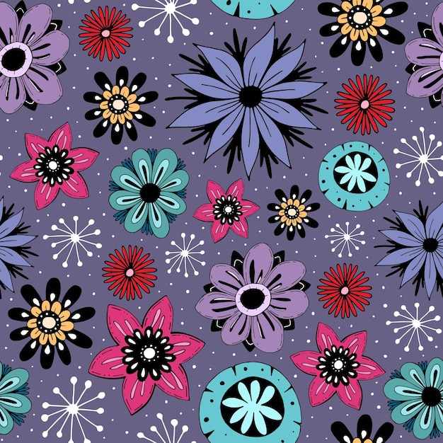 seamless pattern with cute flowers