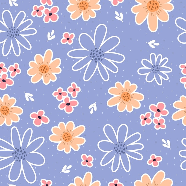 seamless pattern with cute flowers