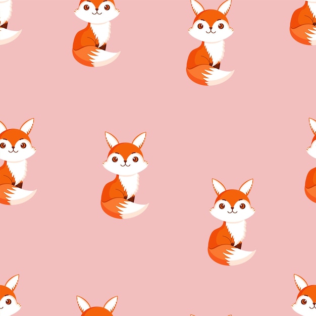 Seamless pattern with cute fox texture with animals for textiles