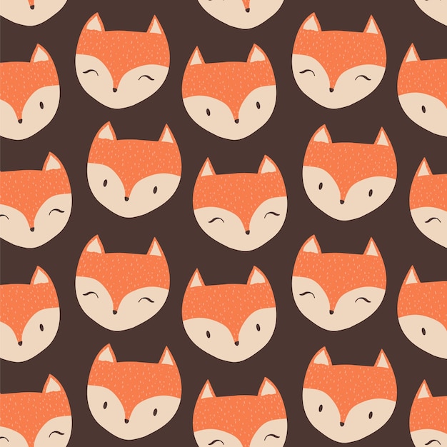 Seamless pattern with cute foxes Vector illustration style