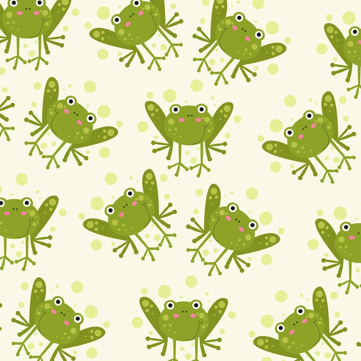 Vector seamless pattern with cute frog animals perfect for wrapping paper