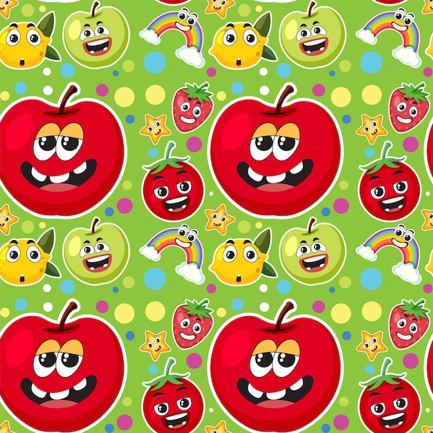 Seamless pattern with cute fruit cartoon theme