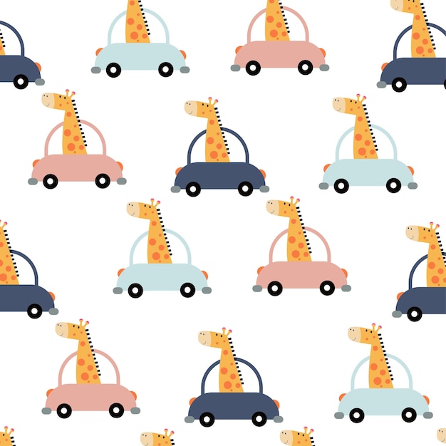 Seamless pattern with cute giraffes perfect for wrapping paper