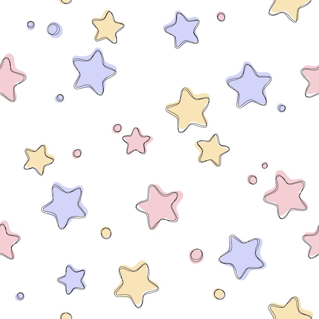 Vector seamless pattern with cute light stars background illustration for xmas wallpaper or package design