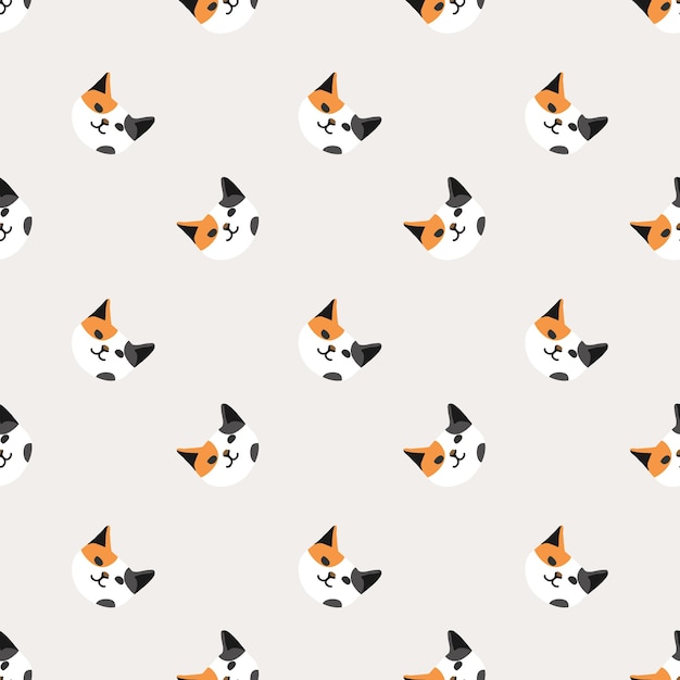 Seamless pattern with cute lovely cat face