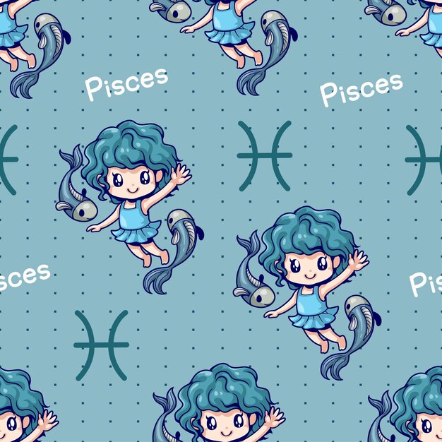 Seamless pattern with cute mermaids Vector illustration