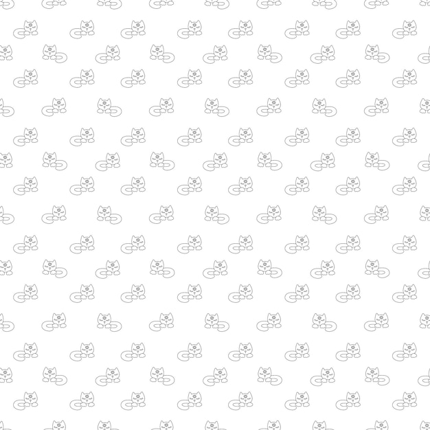 Seamless pattern with cute muzzle of magical cat4 Doodle vector illustration