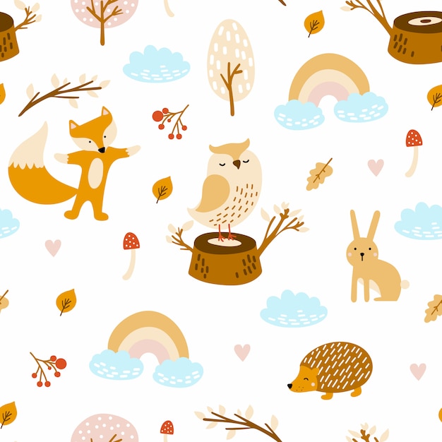 Seamless pattern with cute owl