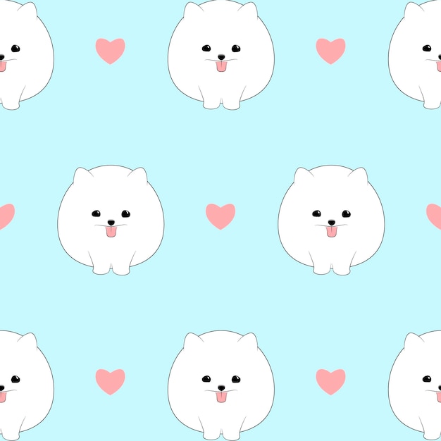 Seamless pattern with cute pameranima dogs Vector animal background