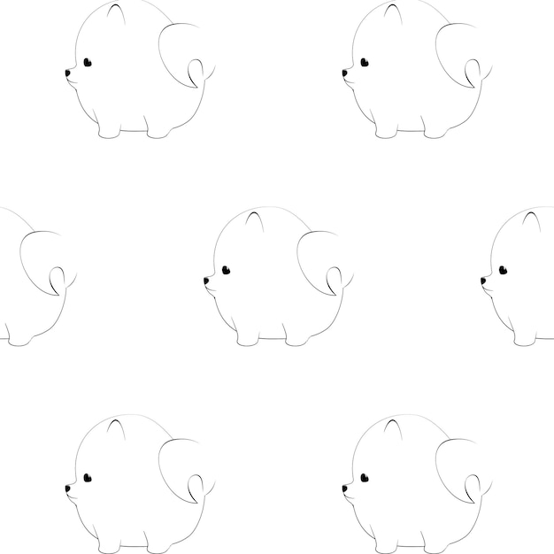 Vector seamless pattern with cute pameranima dogs vector animal background