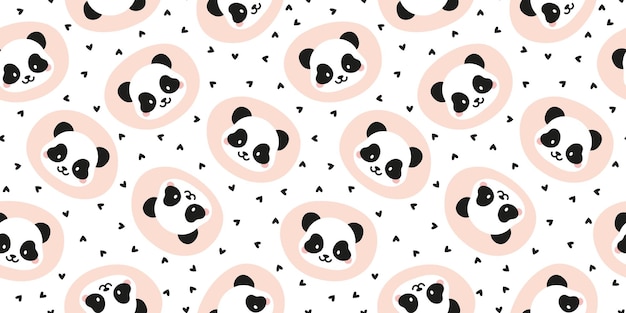 귀여운 팬더 곰과 하트와 함께 완벽 한 패턴