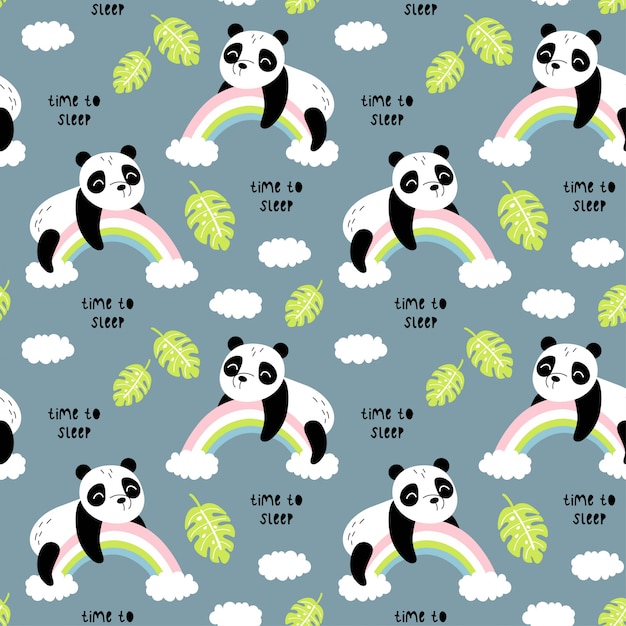 Seamless pattern with cute panda.