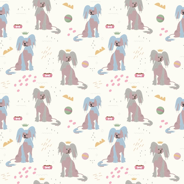 Seamless pattern with cute pet dogs