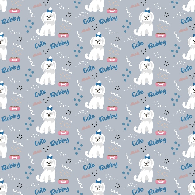 Seamless pattern with cute pet dogs