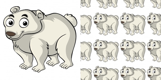 Seamless pattern with cute polar bear