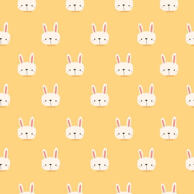 Seamless pattern with cute rabbit Vector illustration