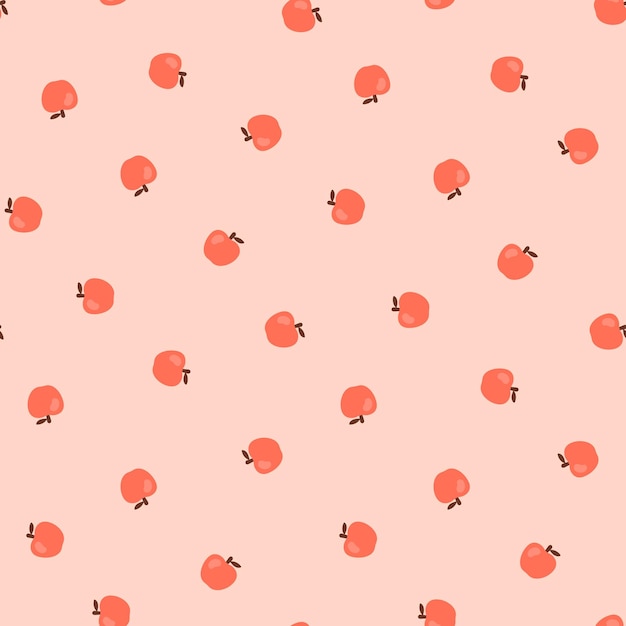 Vector seamless pattern with cute red apples