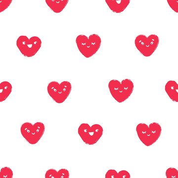 Premium Vector | Seamless pattern with cute red hearts valentines ...