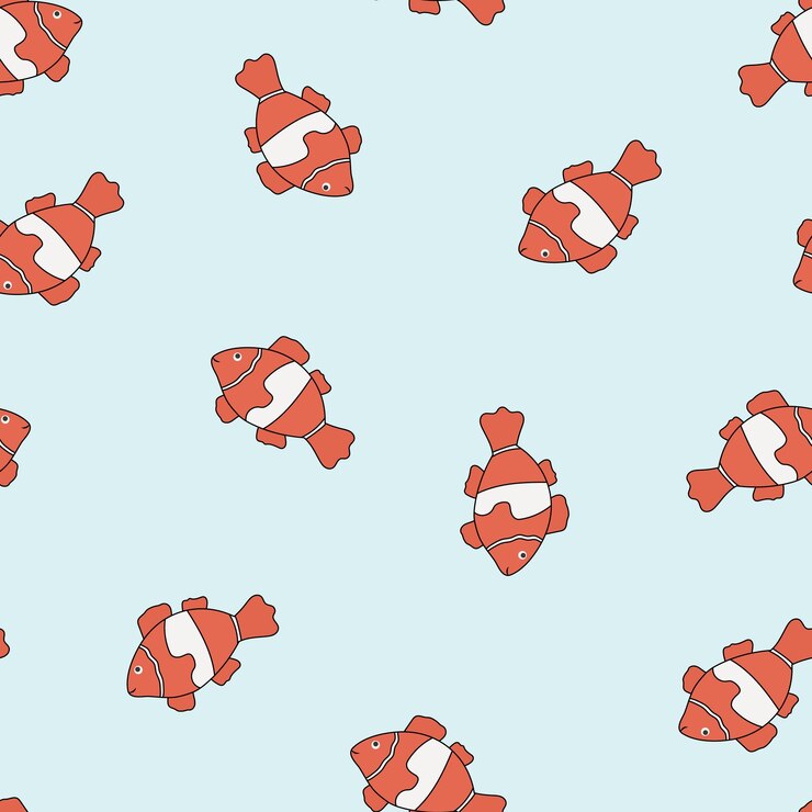 Vector seamless pattern with cute sea animals