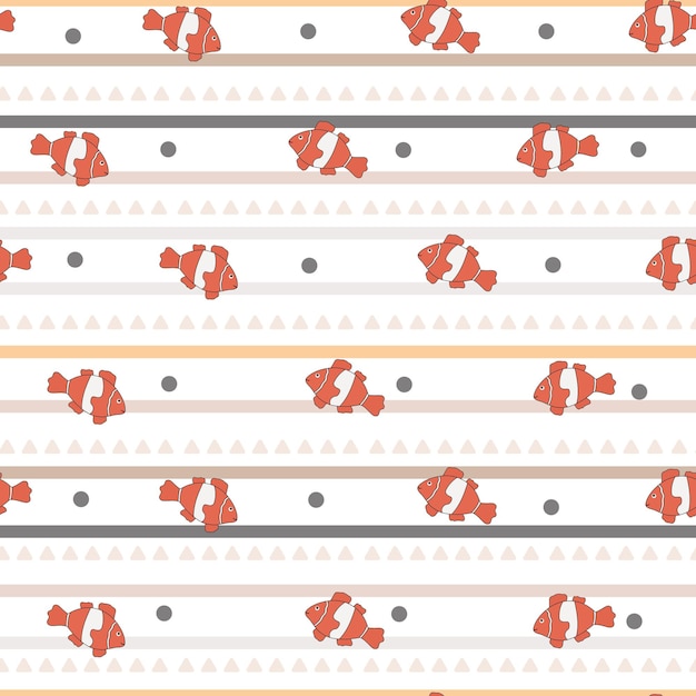 Seamless pattern with cute sea animals