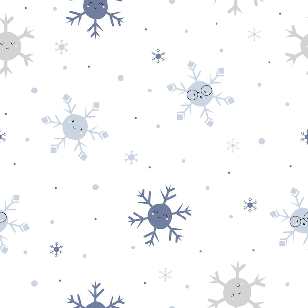 Premium Vector | Seamless pattern with cute snowflake winter background ...