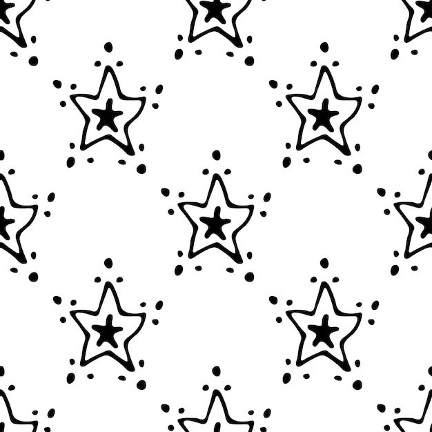 Vettore disegno senza cuciture con stelle carine scarabocchi per carta da confezionamento di stampa decorativa carte di auguri carta da parati e tessuto