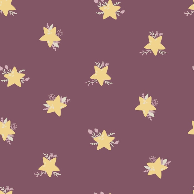 Seamless pattern with cute stars in flowers Design for fabric textile wallpaper packaging