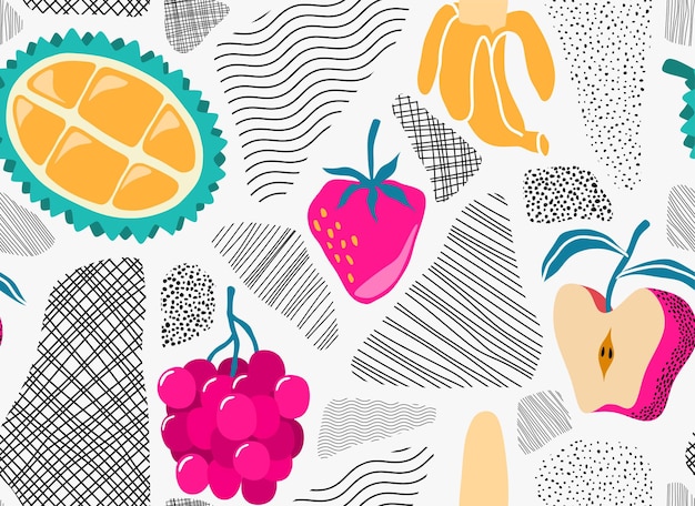 Seamless pattern with cute summer fruit background