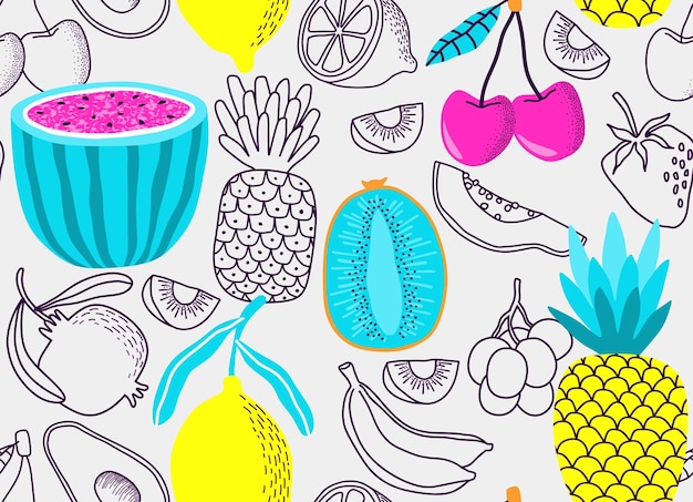 seamless pattern with Cute summer fruit background