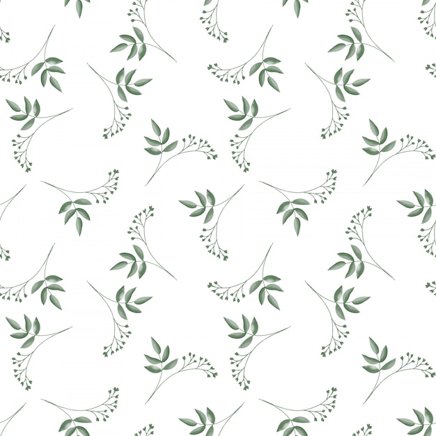 Seamless pattern with cute tiny flower branches with leaves