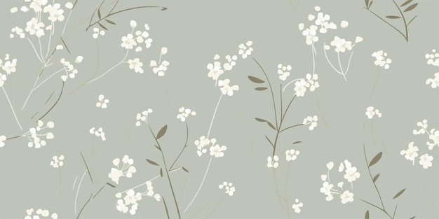 Vector seamless pattern with cute tiny flowers background texture with white gypsophila illustration for