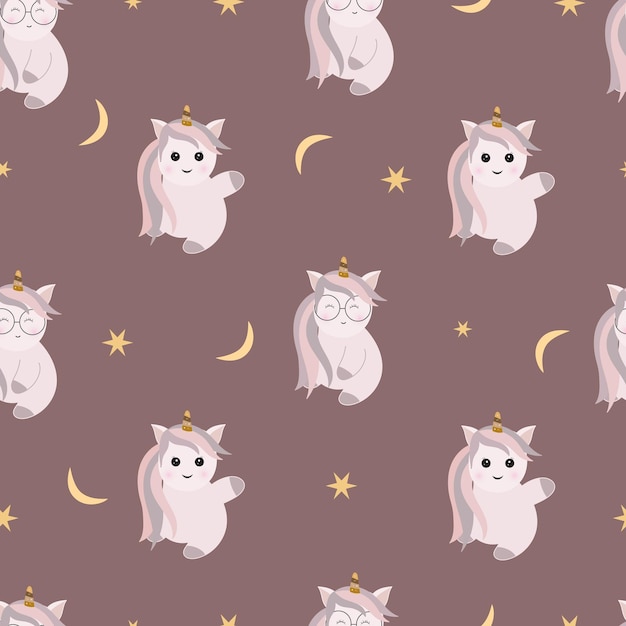 seamless pattern with cute unicorn in pastel color