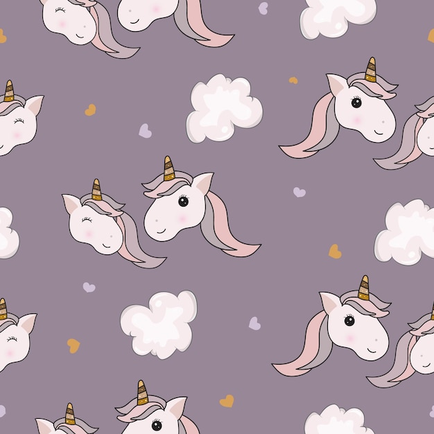 seamless pattern with cute unicorn in pastel color