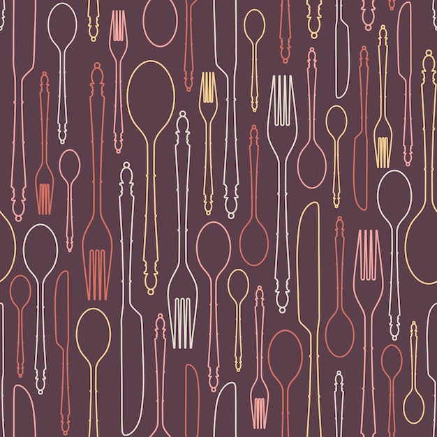 Vector seamless pattern with cutlery