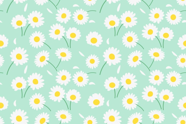 Vector seamless pattern with daisies and flowers vector illustration.