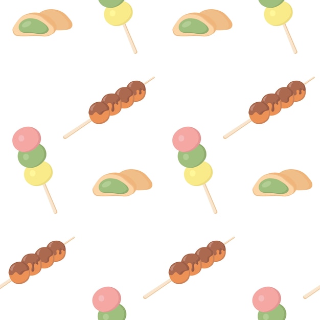 Seamless pattern with dango and mochi