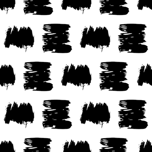 Бесшовный фон с темной рисованной мазок каракули на белом фоне. абстрактная текстура гранж. векторная иллюстрация