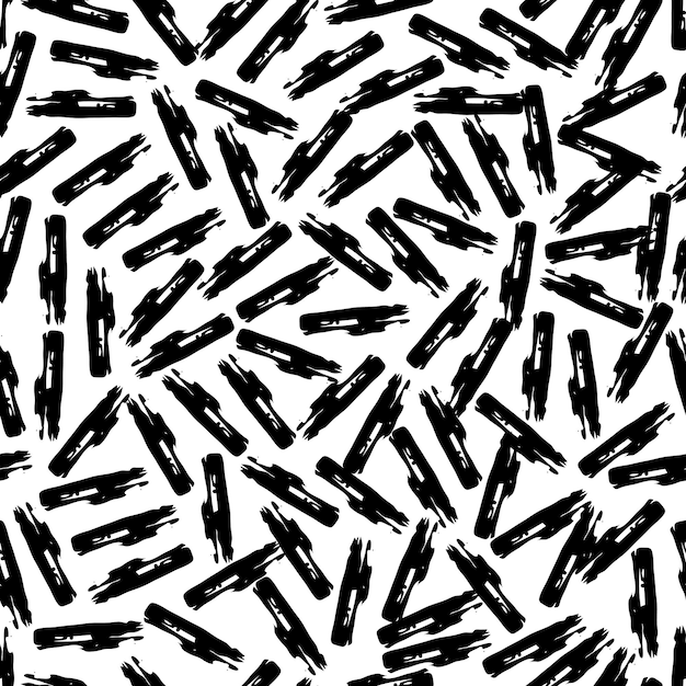 Seamless pattern with dark hand drawn scribble smear on white background. Abstract grunge texture. Vector illustration