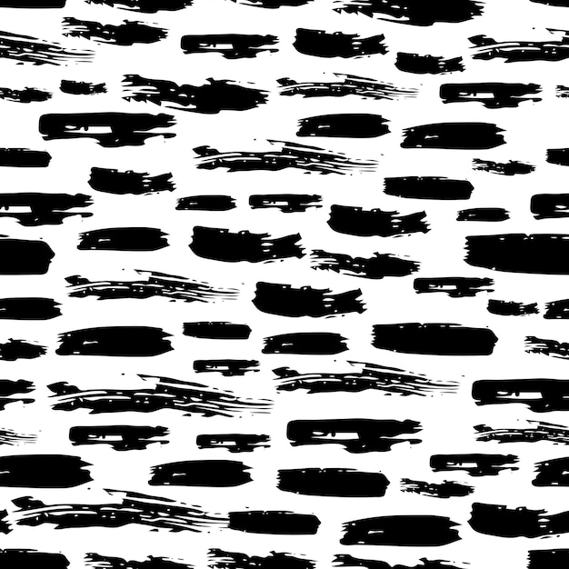 Seamless pattern with dark hand drawn scribble smear on white background. Abstract grunge texture. Vector illustration