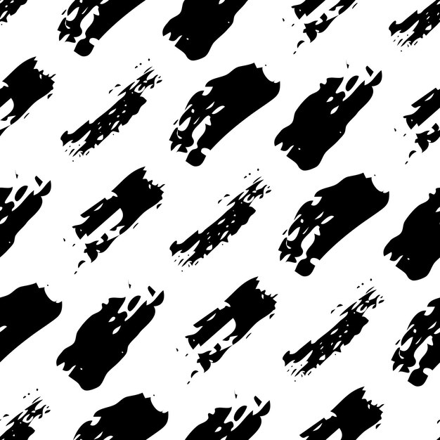 Seamless pattern with dark hand drawn scribble smear on white background. Abstract grunge texture. Vector illustration