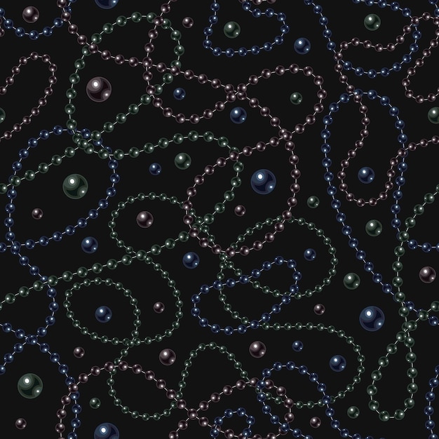 Seamless pattern with dark pearl beads