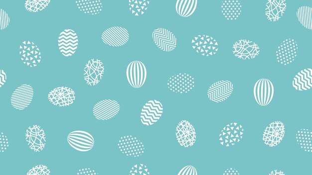 Seamless pattern with decorated easter eggs on turquoise background vector texture with simple geometric egg design abstract blue wallpaper for spring holiday